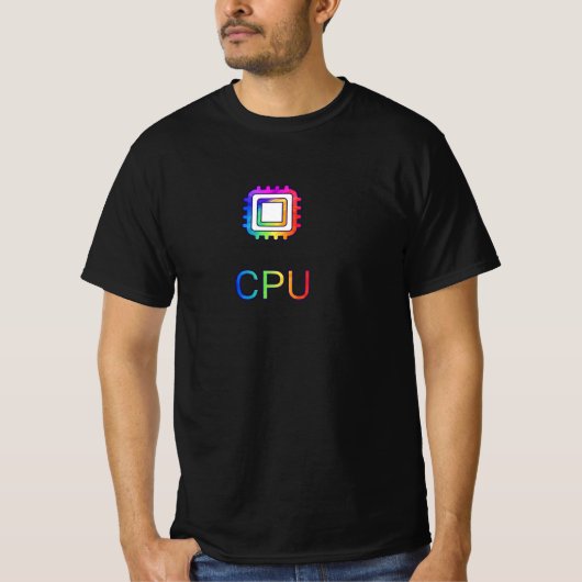 T-shirt noir avec impression design complet de puc (Devant)