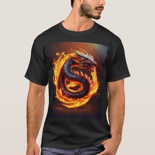 T-shirt noir avec un dessin unique (Devant)