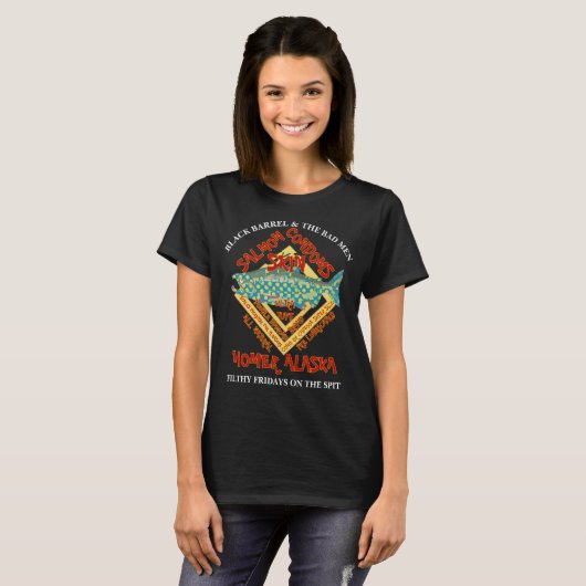 T-SHIRT NOIR BARREL & MAUVAIS HOMER HOMER HOMER ALASKA AK (Devant entier)