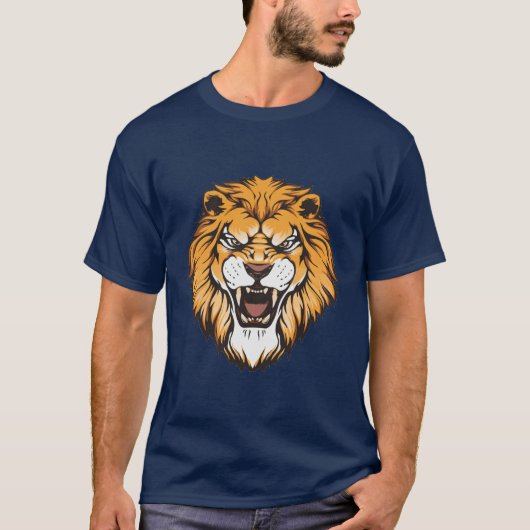 T-shirt noir basique Lion rugissant (Devant)