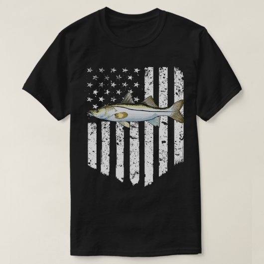 T-shirt Noir blanc Drapeau Snok 4 juillet poisson (Design devant)