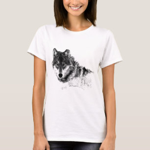 T-shirt Noir Blanc Inspiration Wolf Eyes