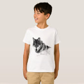 T-shirt Noir Blanc Inspiration Wolf Eyes (Devant entier)