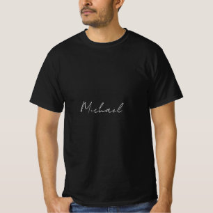 T-shirt Noir blanc manuscrit minimaliste Votre nom