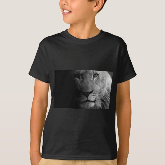 T-shirt Noir Blanc Motivation Leadership Lion Portrait (Devant)