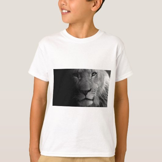 T-shirt Noir Blanc Motivation Leadership Lion Portrait (Devant)