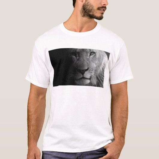 T-shirt Noir Blanc Motivation Leadership Lion Portrait (Devant)