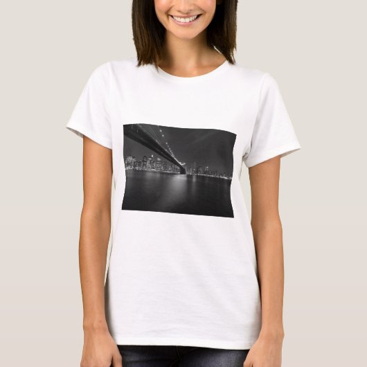 T-shirt Noir blanc New York City Skyline (Devant)