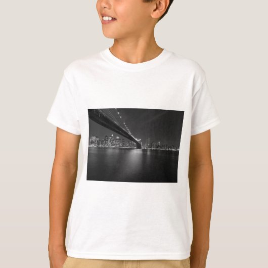T-shirt Noir blanc New York City Skyline (Devant)