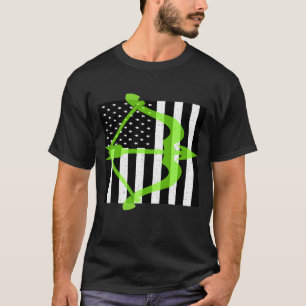 T-shirt Noir Blanc Vintage Américain Drapeau Bow à l'arc