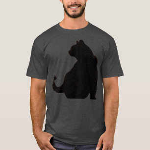T-shirt Noir Cat Élégant Profil Minimaliste Silhouette