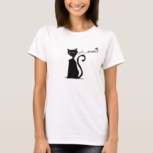 T-shirt Noir Cat Meow (Devant)