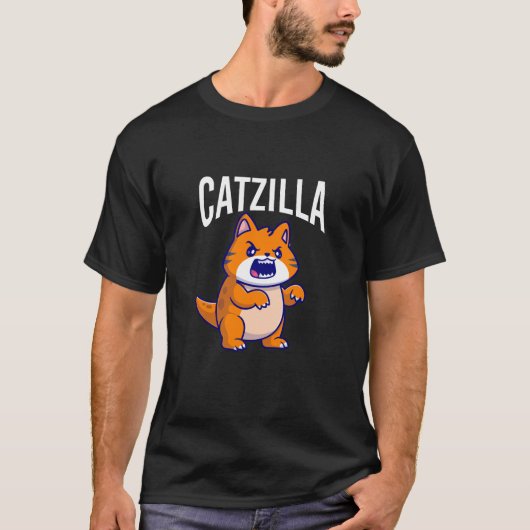 T-shirt noir CATZILLA (Devant)