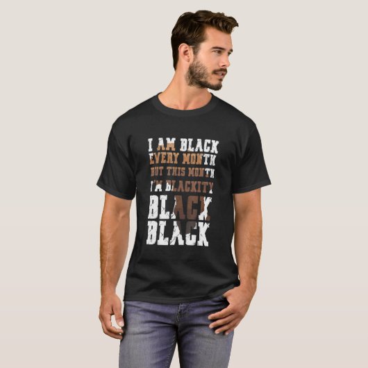 T-shirt Noir chaque mois Histoire noire Africain Bhm Black (Devant entier)