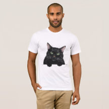 T-shirt noir chat
