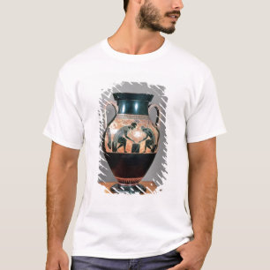 T-shirt Noir-chiffre amphora dépeignant Ajax et Achille,