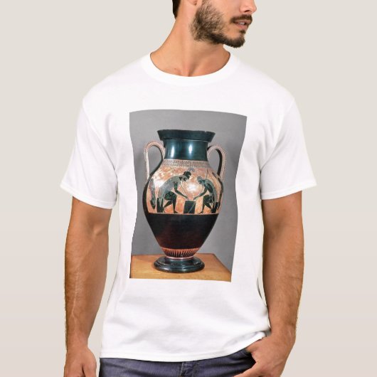 T-shirt Noir-chiffre amphora dépeignant Ajax et Achille, (Devant)