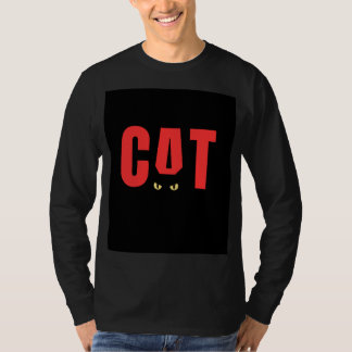 T-shirt noir complet avec motif de chat