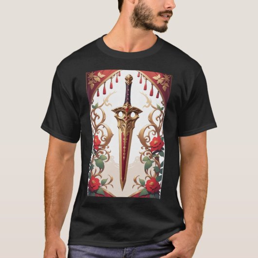 T-shirt noir Dagger Art (Devant)