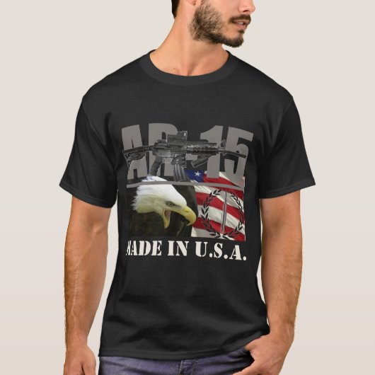 T-shirt Noir de chemise d'AR-15 Etats-Unis (Devant)