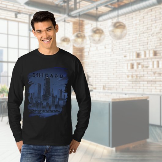 T-shirt noir de Chicago Skyline