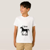 T-shirt noir de childs de cheval (Devant entier)