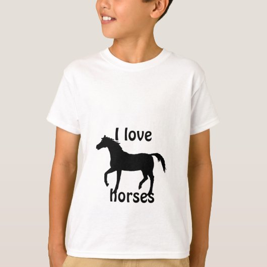 T-shirt noir de childs de cheval (Devant)
