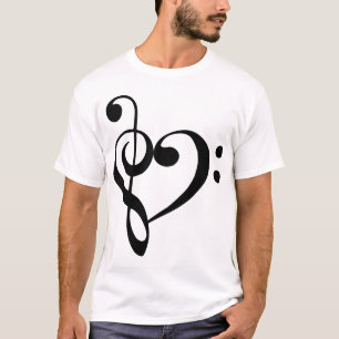 T-shirt (noir) de coeur de clefs triples et basses