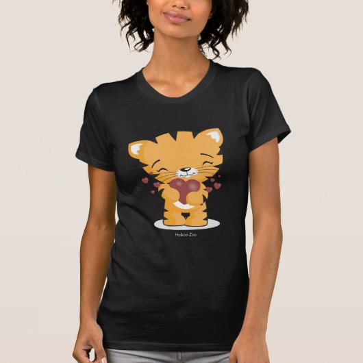 T-shirt noir de dames affectueuses de chaton (Devant)