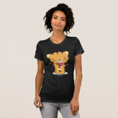 T-shirt noir de dames affectueuses de chaton (Devant entier)