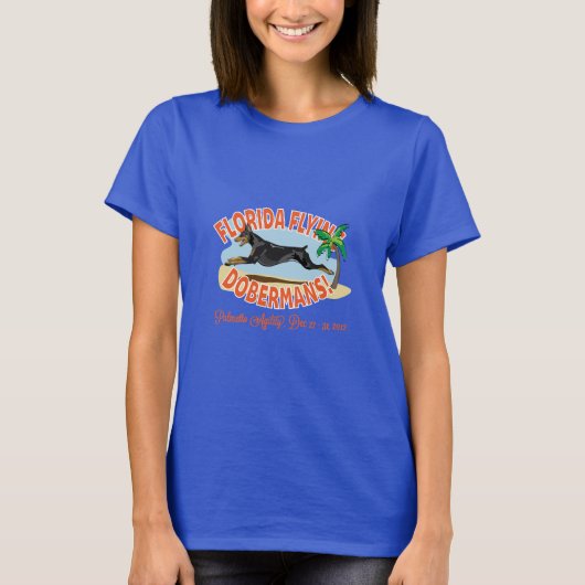 T-shirt Noir de dobermann de vol de la Floride (Devant)