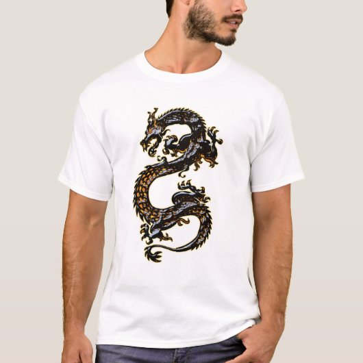T-shirt noir de dragon (Devant)