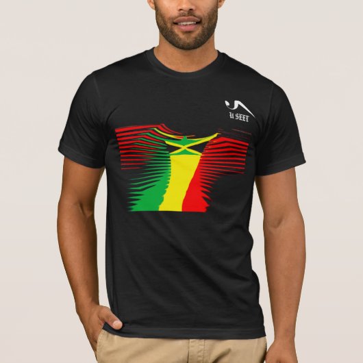 T-shirt noir de la Jamaïque Ras Bingi (Devant)