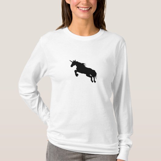 T-shirt noir de licorne (Devant)