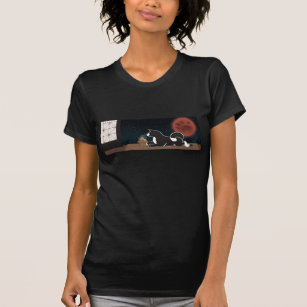 T-shirt noir de lune de récolte de MARS des femmes