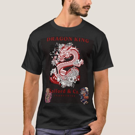 T-shirt noir de luxueux dragon de danse Beri. (Devant)