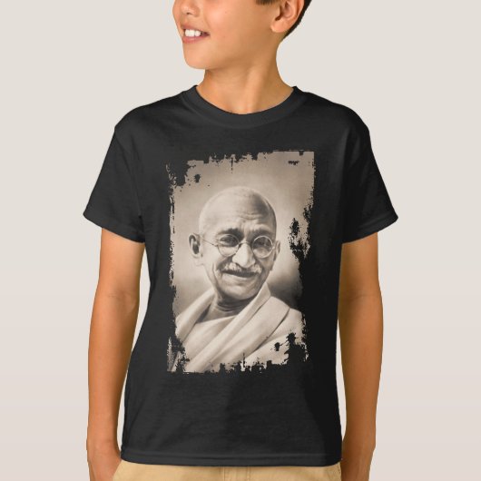 T-shirt noir de Mahatma Gandhi (Devant)