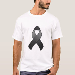 T-shirt noir de ruban de conscience