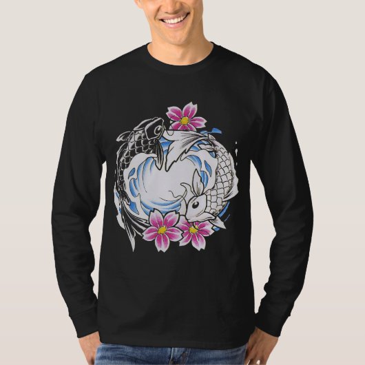 T-shirt noir de Yin Yang (Devant)