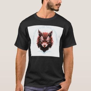 T-shirt noir demi-manches avec motif de loup