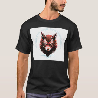 T-shirt noir demi-manches avec motif de loup