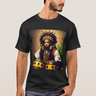 T-shirt noir design africain