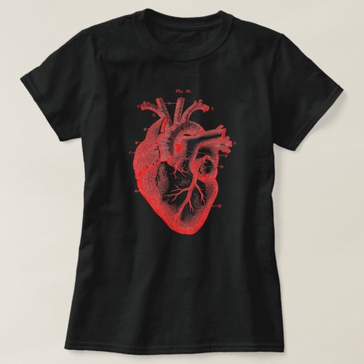 T-shirt noir Diagramme de coeur anatomique rouge p (Design devant)