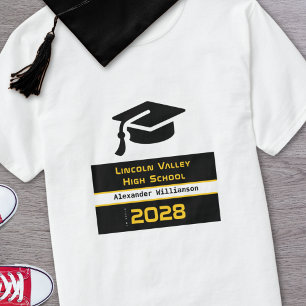 T-shirt Noir d'or moderne lycée classe de graduation de