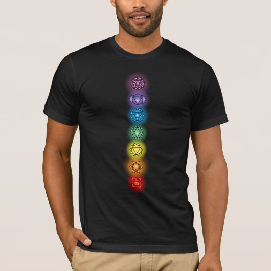 T-shirt noir en toile Chakras Bella (Devant)