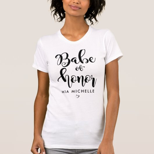 T-shirt noir et blanc Babe de l'Honneur Stylé (Devant)