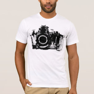 T-SHIRT NOIR ET BLANC D'APPAREIL-PHOTO DE VISION DE RAYON