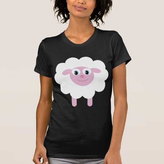 T-shirt noir et blanc de moutons mignons de bande (Devant)
