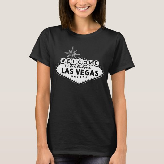 T-shirt noir et blanc de signe de Las Vegas (Devant)