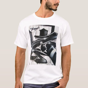 T-SHIRT NOIR ET BLANC DE ZIMAD SPRAYPAINT GRAFFIT